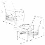 Poltrona Reclinabile Regolabile da Esterno con Cuscino - 38 (P) x 26.5 (L) x 38.5 (A) POLLICI