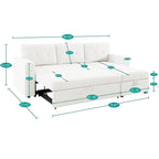 Divano sezionale reversibile con letto estraibile, chaise longue con contenitore nascosto, gambe durevoli,