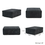 Divano componibile modulare grande, rivestimento in velluto a coste, a U, a 4 posti, con 2 pouf e 5 cuscini