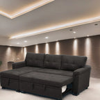 Divano sezionale reversibile con letto estraibile, chaise longue con contenitore nascosto, gambe durevoli,