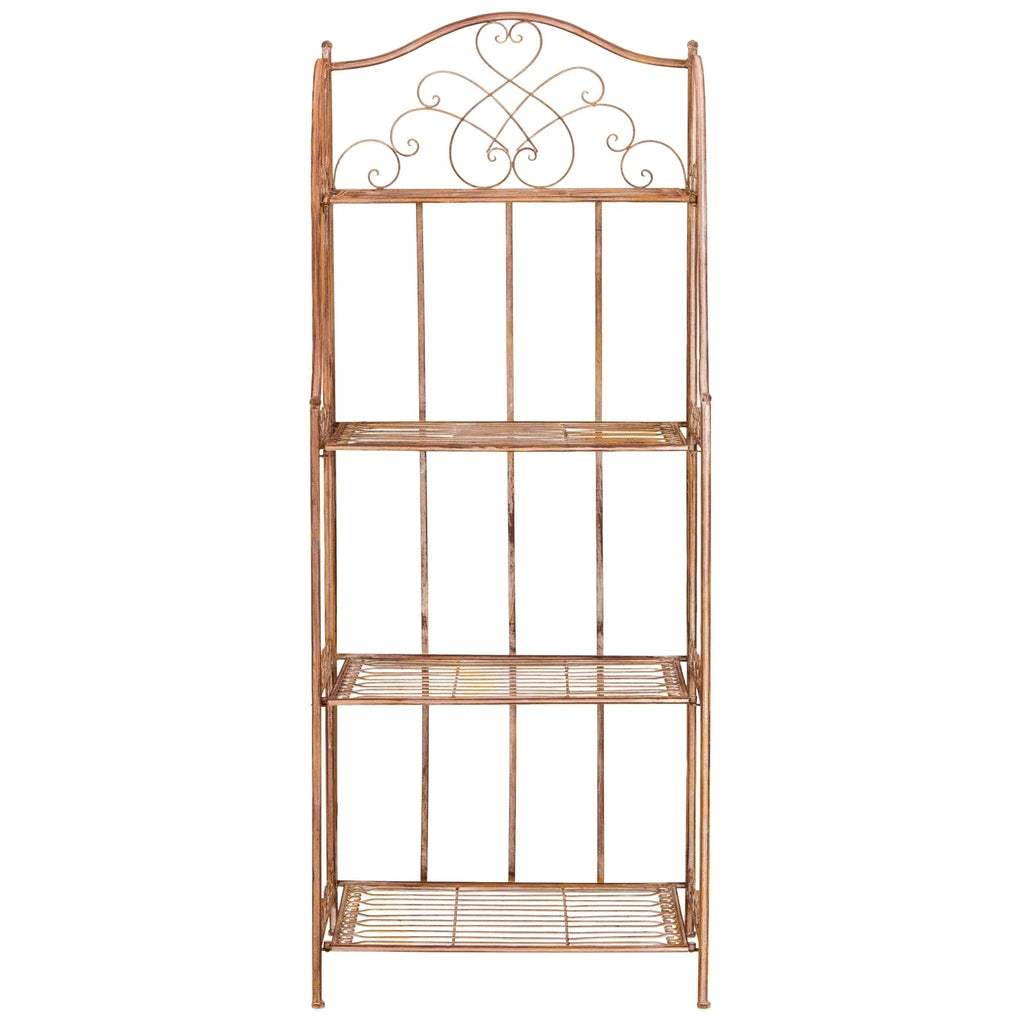 SAFAVIEH Bryn Scaffale da panettiere da esterno a 4 ripiani in ferro battuto vittoriano - 25 pollici L x 15 pollici P x 63 pollici H - 25 L x 15 P x 63 H