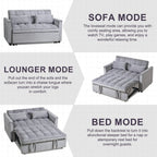 Moderno divano letto estraibile, divano letto 3-in-1 con schienale regolabile, divanetto in velluto, cuscini e tasche laterali