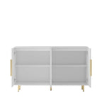 Credenza a buffet con ante decorative scanalate, Credenza in legno con maniglie in metallo, Mobile contenitore con ripiani regolabili