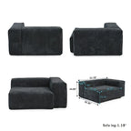 Divano componibile modulare grande, rivestimento in velluto a coste, a U, a 4 posti, con 2 pouf e 5 cuscini
