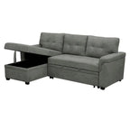 Divano sezionale reversibile con letto estraibile, chaise longue con contenitore nascosto, gambe durevoli,