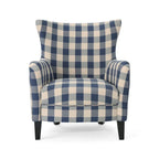Poltrona imbottita schienale alto Modern Retro 30,25" con gambe in legno per soggiorno