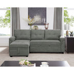 Divano sezionale reversibile con letto estraibile, chaise longue con contenitore nascosto, gambe durevoli,