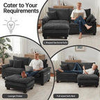 Divano Sezionale Modulare, Comodo Divano Sezionale Cloud con Pouf, Divano Letto a Seduta Profonda per Soggiorno
