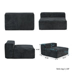 Divano componibile modulare grande, rivestimento in velluto a coste, a U, a 4 posti, con 2 pouf e 5 cuscini