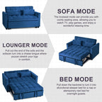 Moderno divano letto estraibile, divano letto 3-in-1 con schienale regolabile, divanetto in velluto, cuscini e tasche laterali