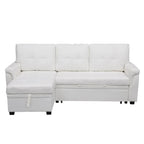 Divano sezionale reversibile con letto estraibile, chaise longue con contenitore nascosto, gambe durevoli,