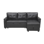 Divano componibile convertibile reversibile con letto estraibile, chaise longue con contenitore nascosto e gambe durevoli