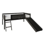 Letto a soppalco basso classico singolo CraftPorch con lavagna, scivolo e scaletta