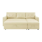 Divano componibile convertibile reversibile con letto estraibile, chaise longue con contenitore nascosto e gambe durevoli