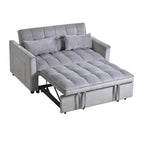 Divanetto Futon Moderno in Velluto con Schienale Reclinabile e Tasche, 2 Posti – Grigio Scuro / Grigio Chiaro / Blu / Nero