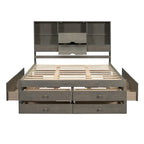 Letto a piattaforma King Size con testiera contenitore e 8 cassetti