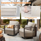 Cozywor Set 2 Sedie a Dondolo da Esterno in Rattan per Patio con Telaio in Metallo e Cuscini