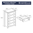 Cassettiera 5 cassetti in legno massello Montauk di Grain Wood Furniture