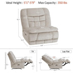 MCombo Poltrona Reclinabile Basculante Elettrica Oversize senza Braccioli con Doppio Motore, Reclinabile Zeroarms Perfetta per Soggiorno in Tessuto PR607