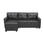 Divano componibile convertibile reversibile con letto estraibile, chaise longue con contenitore nascosto e gambe durevoli