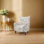 Poltrona imbottita schienale alto Modern Retro 30,25" con gambe in legno per soggiorno