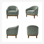 Poltrona a botte Augus Modern Boucle con gambe in legno massello di HULALA HOME