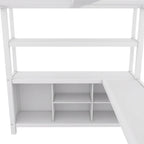 Letto a soppalco in metallo Off-White con scrivania e armadio - Matrimoniale