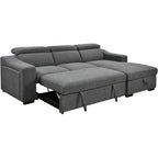 Divano sezionale convertibile Roomfitters 103 con chaise longue contenitore, poggiatesta regolabili, divano angolare letto a L, grigio scuro
