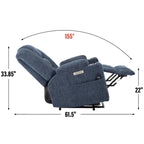 Poltrona Reclinabile Power Lift con Massaggio e Calore, Poltrone Reclinabili Larghe Imbottite Lazy Boy con USB, Porte Type C e 2 Portabicchieri in Acciaio