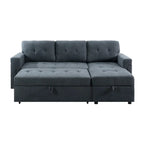 Divano componibile convertibile reversibile con letto estraibile, chaise longue con contenitore nascosto e gambe durevoli