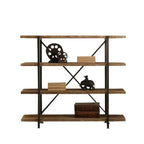 Libreria da parete industriale a 4 ripiani in legno e metallo