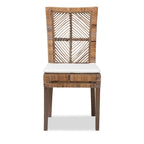 Sedia da pranzo Laluna bohémien moderna in rattan/legno di mogano con cuscino